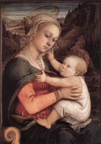 Madonna and Child by Fra Filippo Lippi. Nowhere near my sister's twisted version.